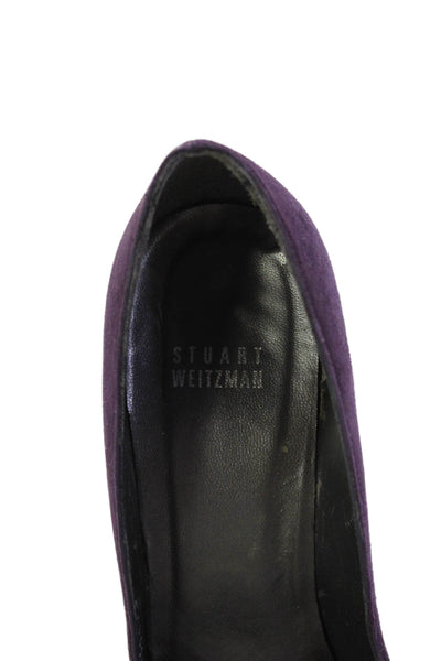 Stuart Weitzman Womens Suede Pointed Toe High Heels Pumps Purple Size 8M