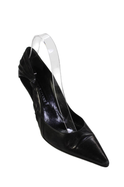 Sergio Rossi Womens Leather Knotted Pointed Toe Pump Shoes Black Size 7.5