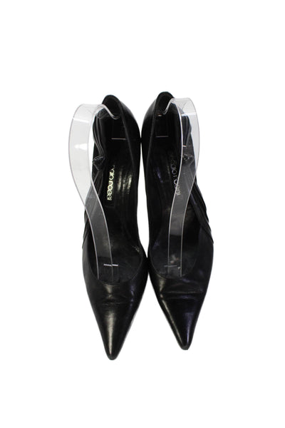 Sergio Rossi Womens Leather Knotted Pointed Toe Pump Shoes Black Size 7.5