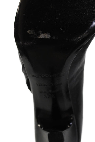 Sergio Rossi Womens Leather Knotted Pointed Toe Pump Shoes Black Size 7.5