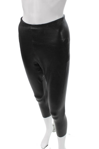 Commando Womens Capri Faux Leather Leggings Black Polyester Solid Size M