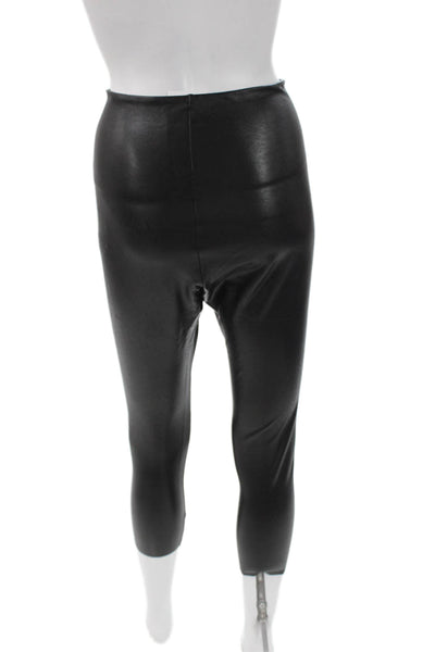 Commando Womens Capri Faux Leather Leggings Black Polyester Solid Size M