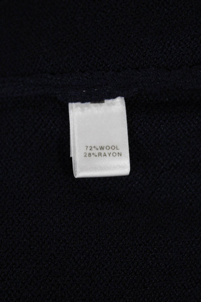 St. John Caviar Women Basic Blue Sleeveless Scoop Neck Tank Wool Rayon Size M