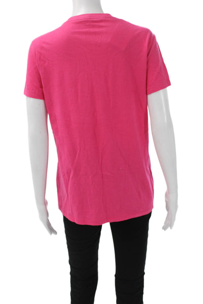 Kate Spade New York Women Pink Cotton Crew Neck Short Sleeve T-Shirt Size XL