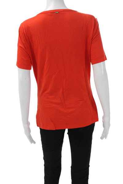 St. John Women Orange Scoop Neck Short Sleeve Basic Tee Size M