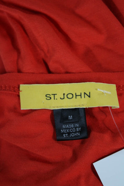 St. John Women Orange Scoop Neck Short Sleeve Basic Tee Size M