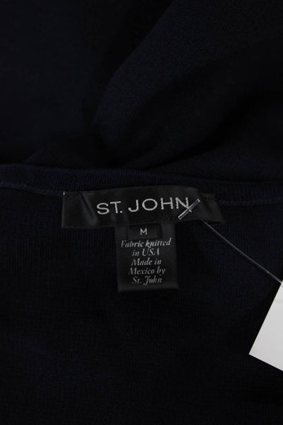 St. John Women Basic Sleeveless Scoop Neck Tank Blue Wool Blend Size M