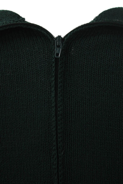 St John Sport Marie Gray Women Pullover Green Mock Neck Long Sleeve Size M