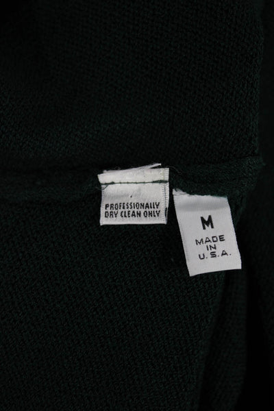 St John Sport Marie Gray Women Pullover Green Mock Neck Long Sleeve Size M