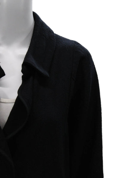Babette Womens Black Button Overcoat Wool Linen Viscose Blend Size M