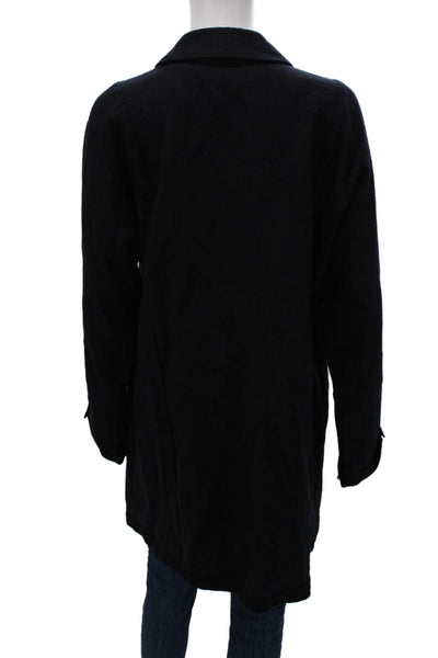 Babette Womens Black Button Overcoat Wool Linen Viscose Blend Size M
