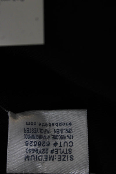 Babette Womens Black Button Overcoat Wool Linen Viscose Blend Size M