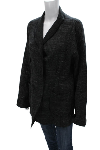 Babette Womens Basic Jacket Gray Button Long Sleeve Wool Blend Size M