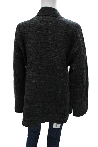 Babette Womens Basic Jacket Gray Button Long Sleeve Wool Blend Size M
