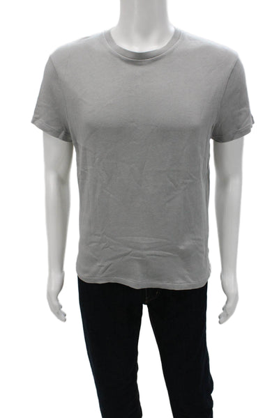 Zara Mens Gray Crew Neck Cotton T-Shirt Short Sleeve Size M