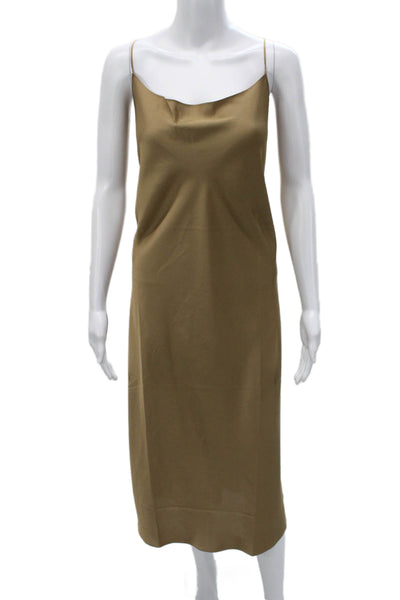 J Crew Womens Slip Dress Brown Cowl Neck Sleeveless Knee Length Size 16