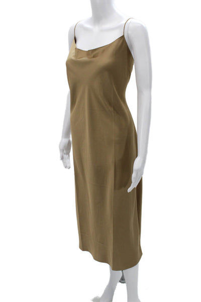 J Crew Womens Slip Dress Brown Cowl Neck Sleeveless Knee Length Size 16