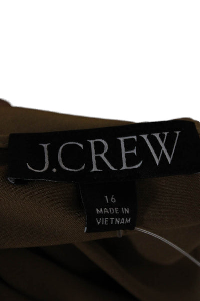 J Crew Womens Slip Dress Brown Cowl Neck Sleeveless Knee Length Size 16