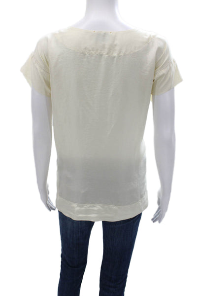 Forte Forte Women Basic Ivory Silk Scoop Neck Short Sleeve Blouse Size 0