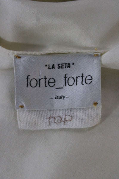 Forte Forte Women Basic Ivory Silk Scoop Neck Short Sleeve Blouse Size 0