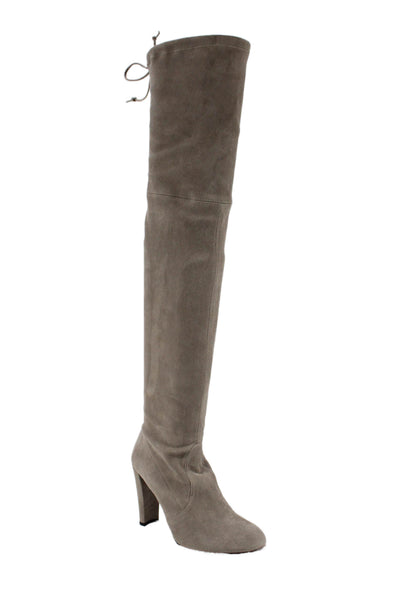 Stuart Weitzman Womens Suede Highland Over The Knee Boots Grey Size 7 Medium