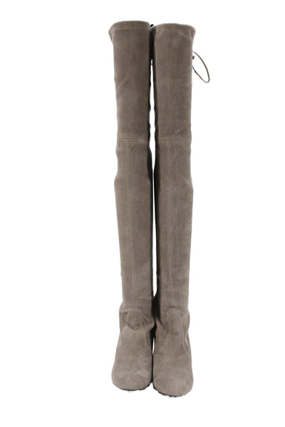 Stuart Weitzman Womens Suede Highland Over The Knee Boots Grey Size 7 Medium