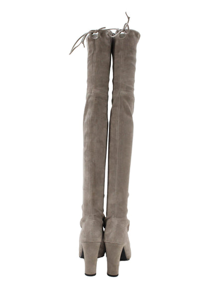 Stuart Weitzman Womens Suede Highland Over The Knee Boots Grey Size 7 Medium