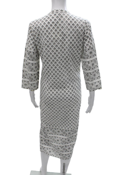 Shade Women Kaftan Floral Multicolor Cotton 3/4 Sleeve Midi Dress Size M