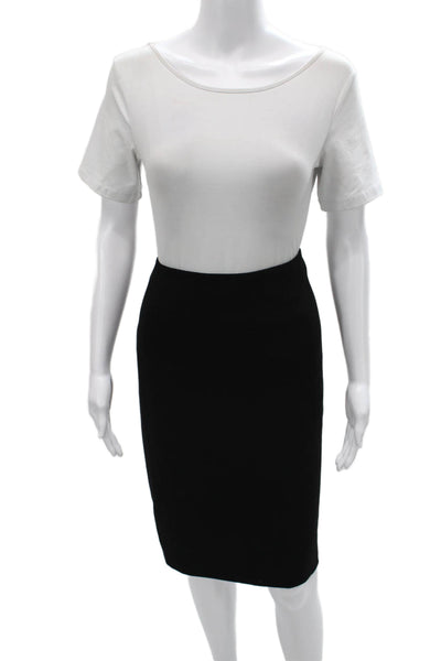 Style Paris Women Straight Pencil Wool Black Knee Length Skirt Zip Size 8