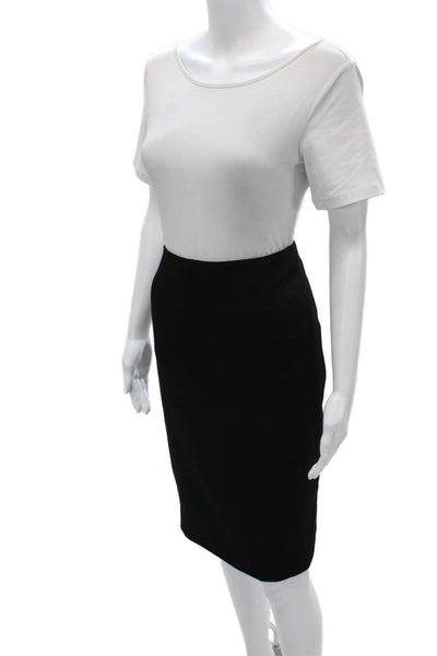 Style Paris Women Straight Pencil Wool Black Knee Length Skirt Zip Size 8