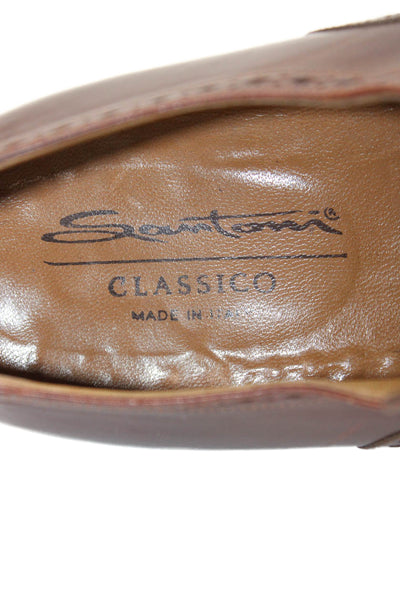 Santoni Mens Leather Lace Up Dress Shoe Loafers Brown Size 9 D