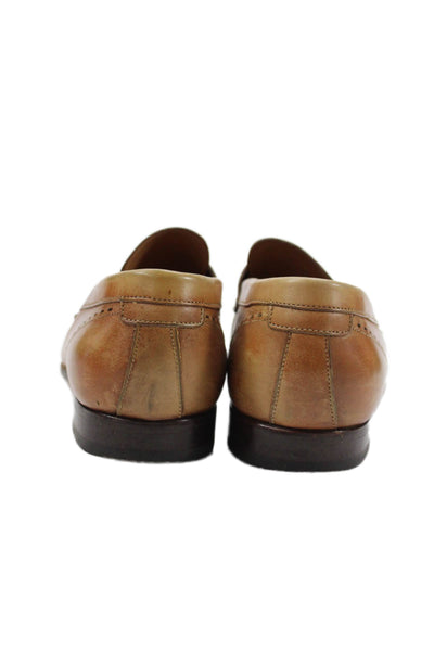 Santoni Mens Leather Slide On Loafers Brown Size 8 D