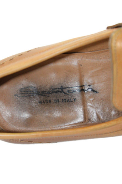 Santoni Mens Leather Slide On Loafers Brown Size 8 D