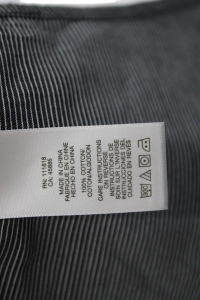 Michael Kors Womens Cotton Striped Button Down Shirt Gray Size L