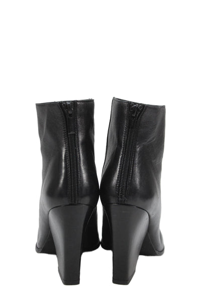 Stuart Weitzman Womens Leather Pointed Toe Heeled Boots Black Size 8.5