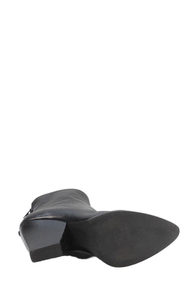 Stuart Weitzman Womens Leather Pointed Toe Heeled Boots Black Size 8.5