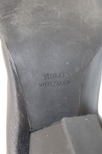 Stuart Weitzman Womens Leather Pointed Toe Heeled Boots Black Size 8.5