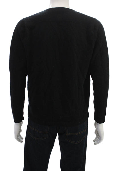 RLX Ralph Lauren Mens Black Merino Cashmere Crew Neck Pullover Sweater Size L