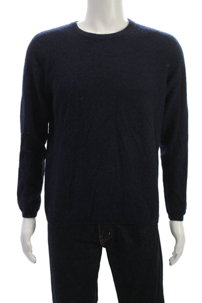SCP Mens Pullover 100% Cashmere Sweater Blue Crew Neck Long Sleeve Size L