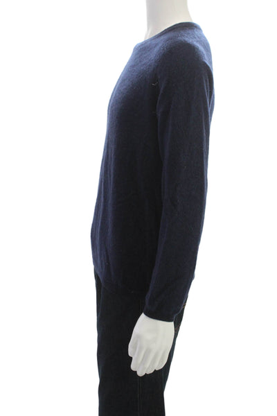 SCP Mens Pullover 100% Cashmere Sweater Blue Crew Neck Long Sleeve Size L