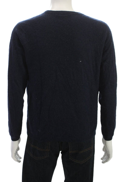 SCP Mens Pullover 100% Cashmere Sweater Blue Crew Neck Long Sleeve Size L