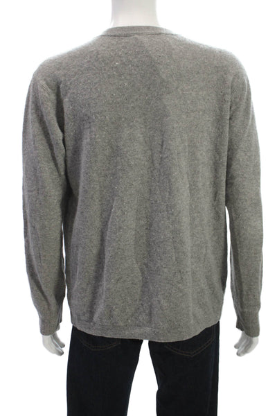 SCP Mens Cashmere V-Neck Pullover Sweater Gray Long Sleeve Solid Fall Size L