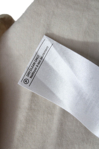 Vince Women Beige Trench Coat Button Long Sleeve Linen Blend Size L