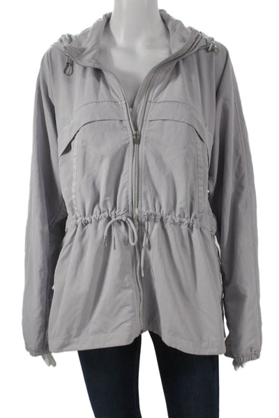 Athleta Womens Gray Nylon Windbreaker Zip Front Size M