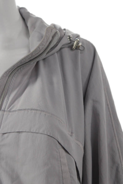 Athleta Womens Gray Nylon Windbreaker Zip Front Size M