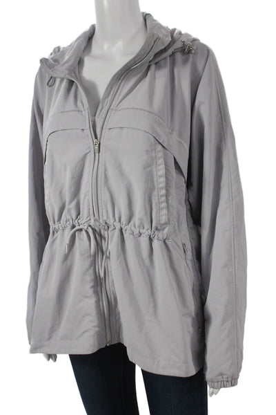 Athleta Womens Gray Nylon Windbreaker Zip Front Size M