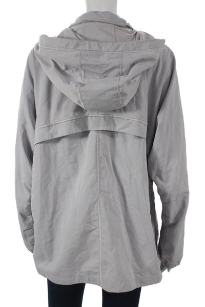 Athleta Womens Gray Nylon Windbreaker Zip Front Size M