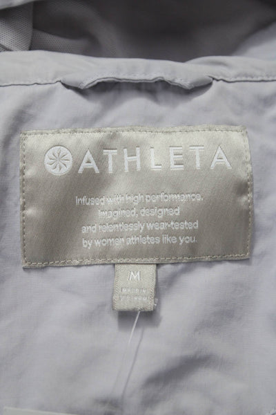 Athleta Womens Gray Nylon Windbreaker Zip Front Size M
