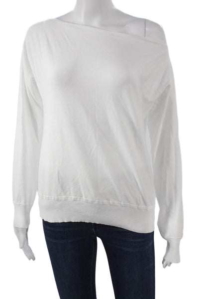Babaton Womens Basic One Shoulder Long Sleeve T Shirt White Viscose Size XS