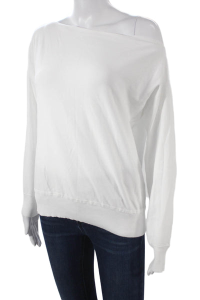 Babaton Womens Basic One Shoulder Long Sleeve T Shirt White Viscose Size XS